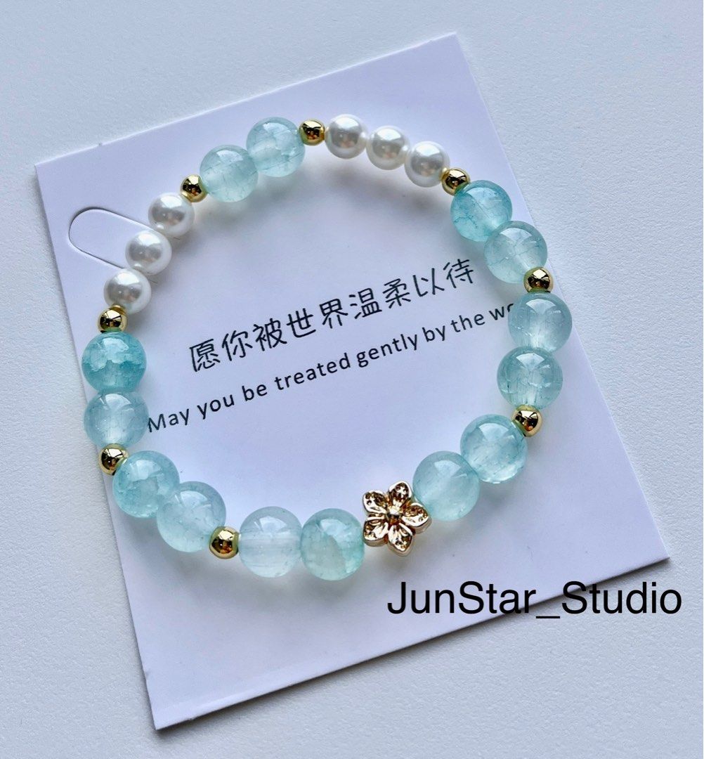 Shell Pearl Glass Stone Bracelet, Women's Fashion, Jewelry & Organisers