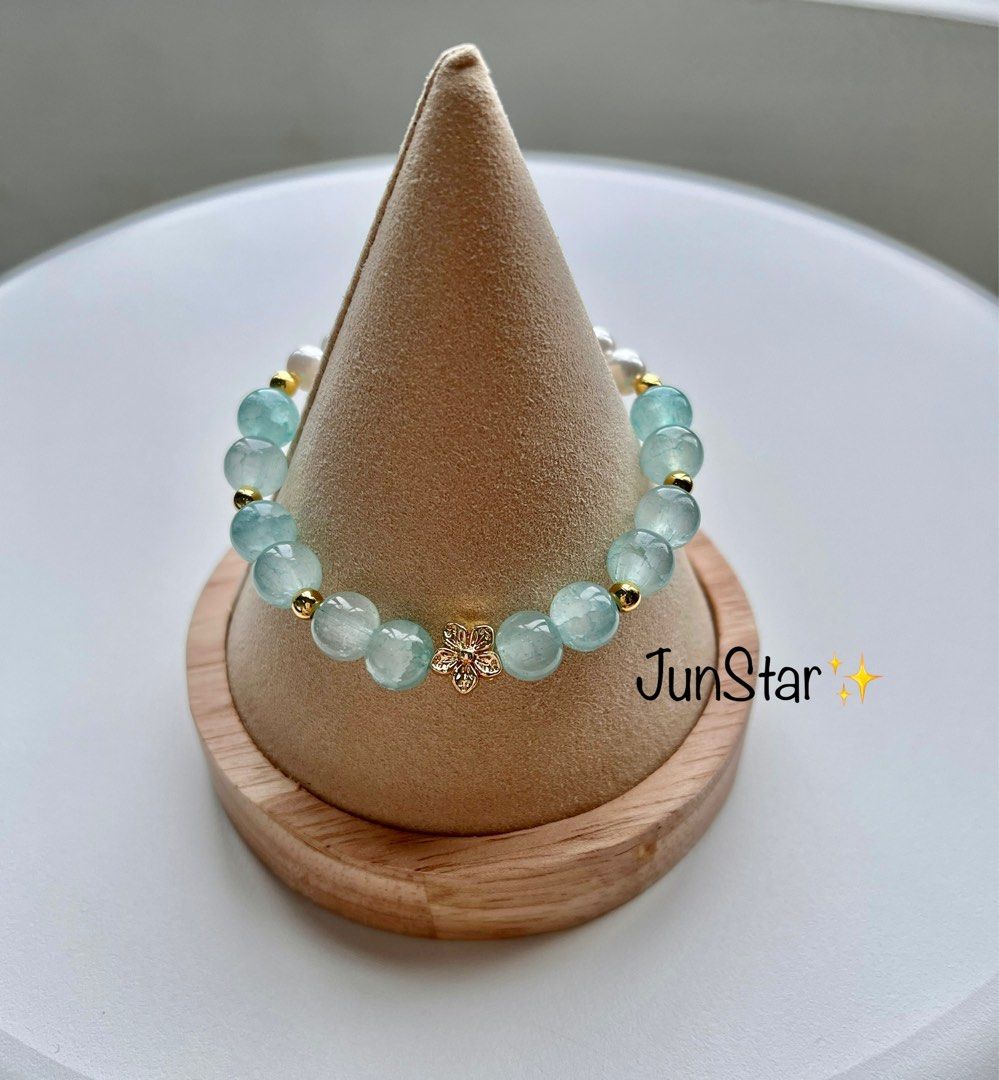 Shell Pearl Glass Stone Bracelet, Women's Fashion, Jewelry & Organisers