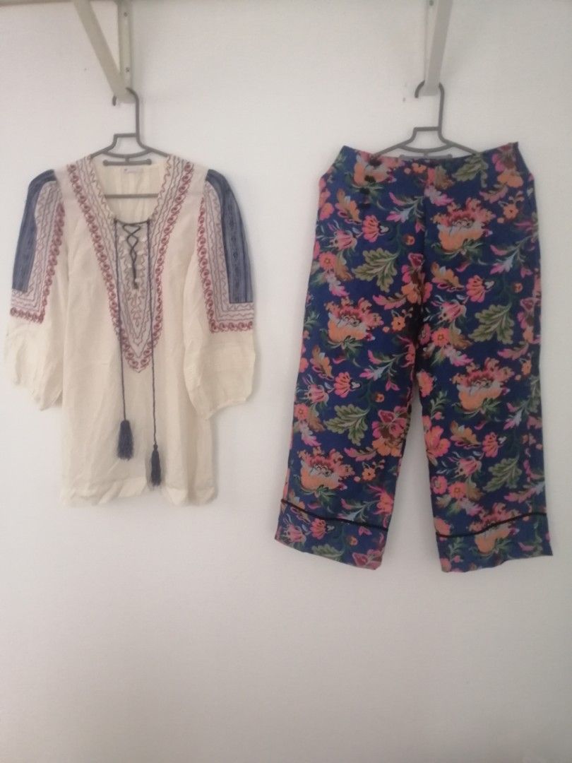 Zara Floral Pants, Women's Fashion, Bottoms, Other Bottoms on