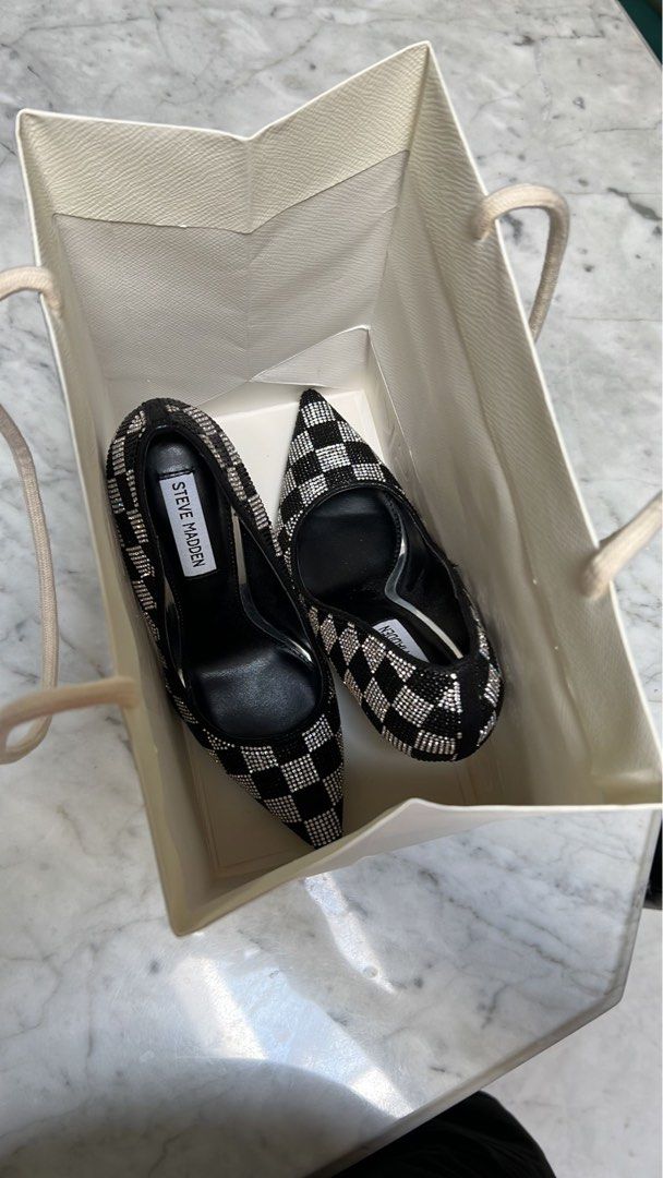Steve Madden Checkered Diamond Heels Women s Fashion Footwear