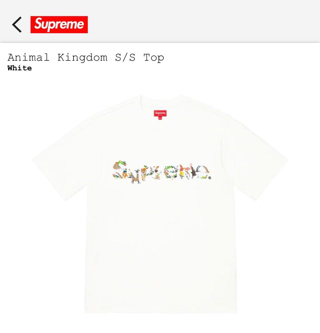 Supreme Animal Kingdom S/S Top White, 男裝, 上身及套裝, T-shirt