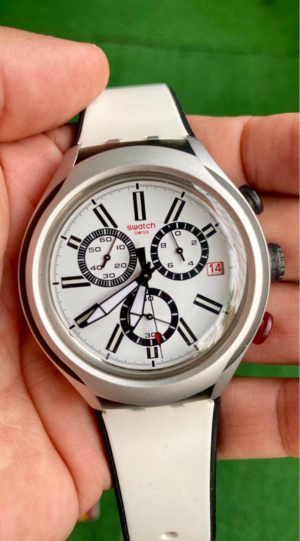 Swatch black wheel YYS4005 white strap Women s Fashion Watches Accessories Watches on Carousell