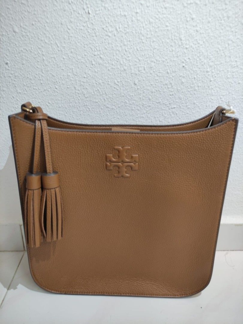 Tory Burch Thea Web Large Shoulder Bag Moose Size OS, Luxury, Bags &  Wallets on Carousell