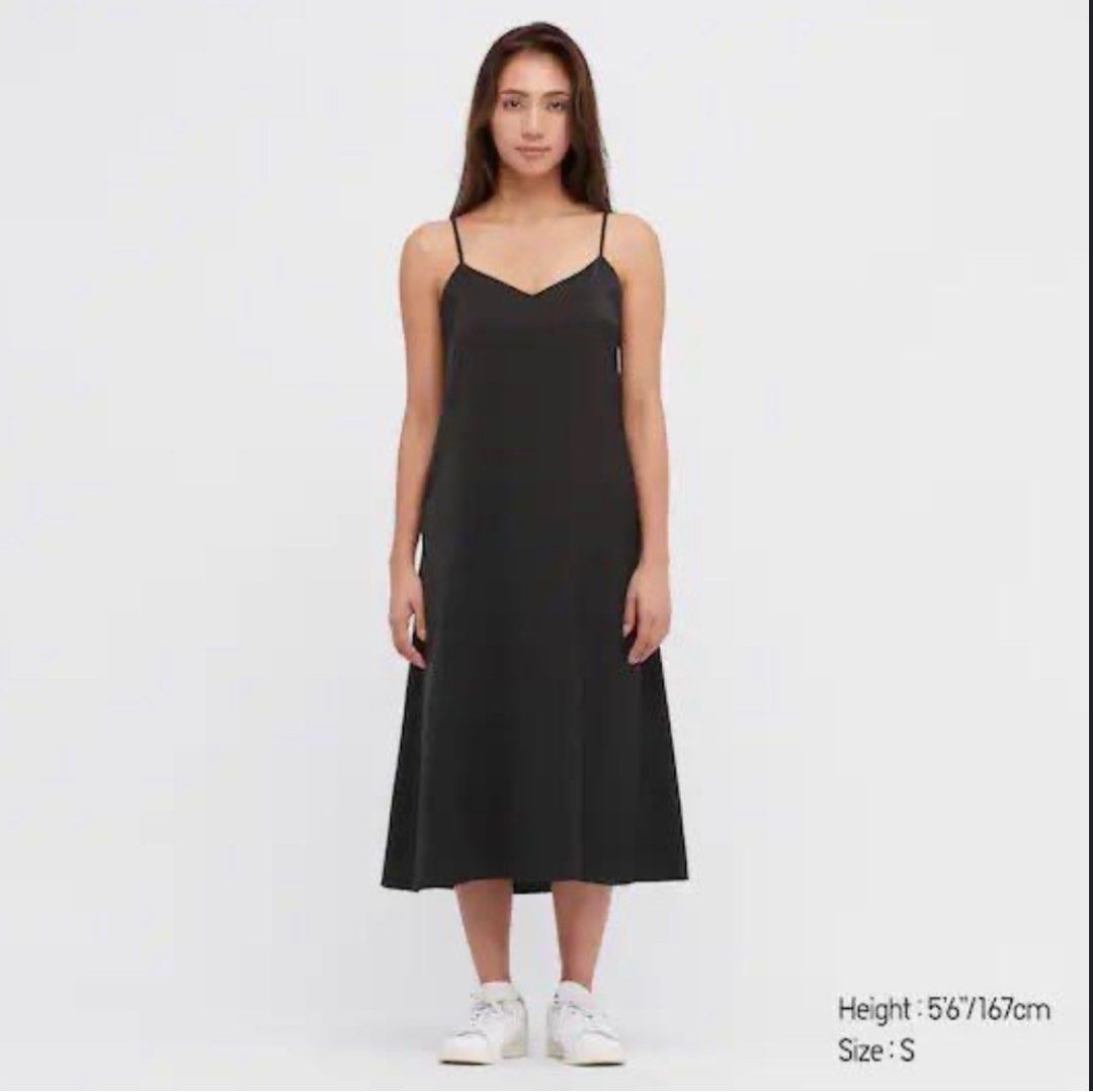satin dress uniqlo Women's Satin Camisole Dress