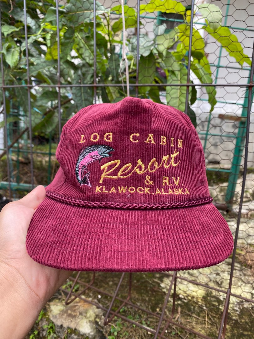 Vintage Rope Hat Corduroy Log Cabin Logo Bordir on Carousell