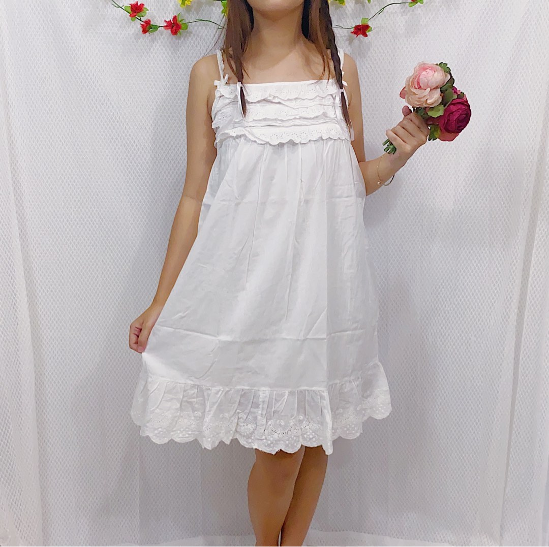 White Cotton Dress Coquette Simple Dress Putih on Carousell