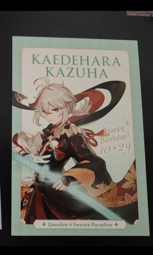 WTS Genshin impact x Sweets paradise kazuha birthday postcard, Hobbies