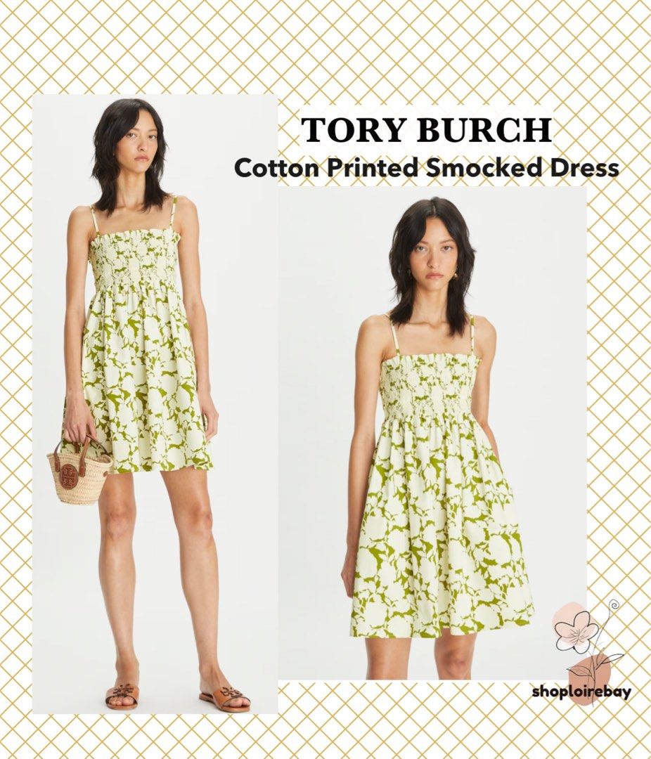 Tory burch printed smocked dress deals