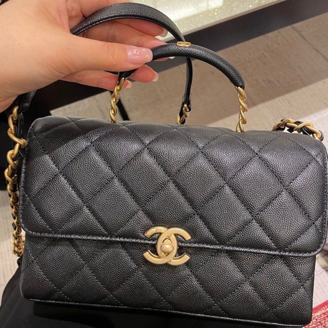 23S Chanel Carry Me Mini Flap Bag Caviar Top Handle CC Logo Small Classic  Flap Trendy Coco CF WOC, Luxury, Bags & Wallets on Carousell