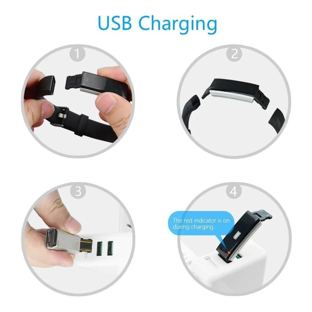 662) LETSFIT ID115U BLUE FITNESS TRACKER, IP67 WATERPROOF ACTIVITY