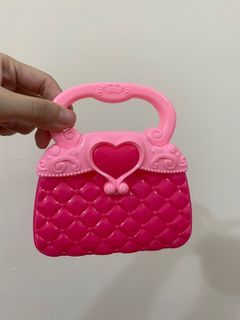 塑膠製品/粉紅色系愛心手提收納盒/手提小包/手拿包