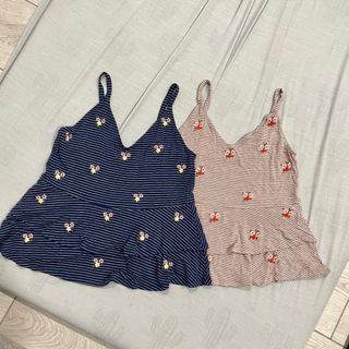 全新 細肩帶 無袖背心 上衣 繡花刺繡 小碎花 造型 海灘 可愛 垂墜感