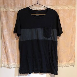 ZARA MAN｜黑灰拼接休閒短袖上衣｜T恤｜小口袋｜彈性