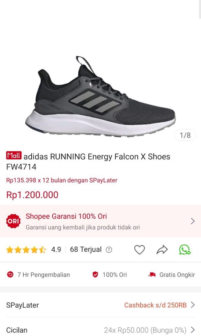 Adidas Running Energy Falcon X Shoes FW4714, Fesyen Pria, Sepatu , Sneakers  di Carousell