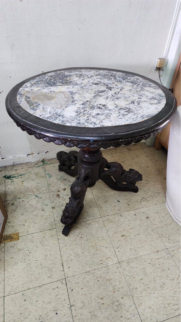 Antique marble table finding a new home., Furniture & Home Living