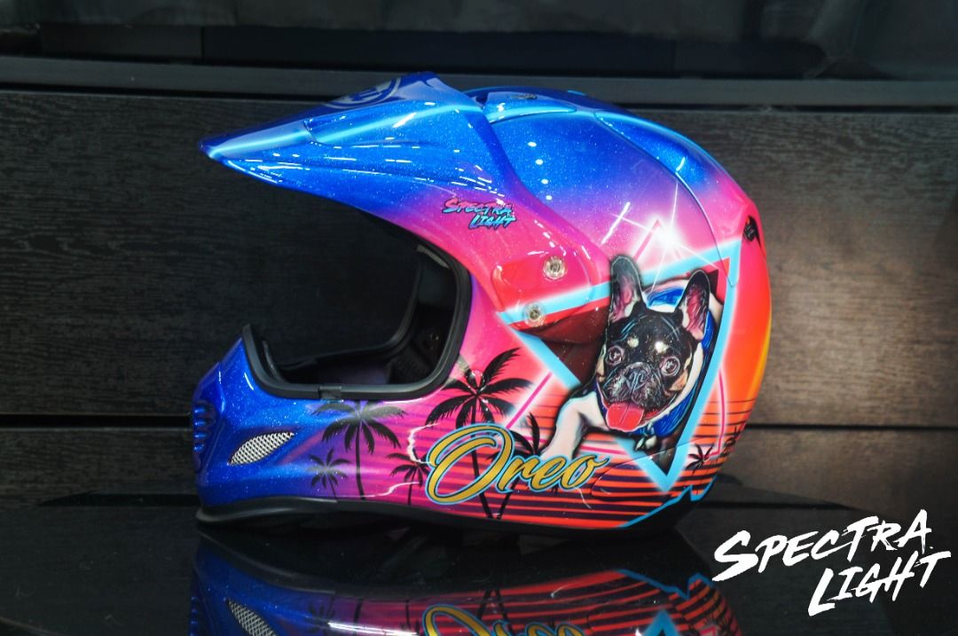 Arai Tourcross adventure helmet custom (Category: Motorcycle Accessories) located in Singapore. Submitted by stellar_motoburner (Listing ID 1232123228, Image 3). Description: Custom painted based on your ideas. .