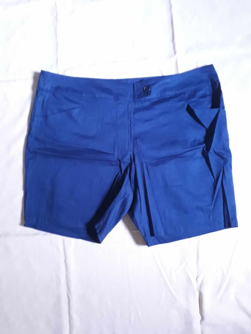 Ashley Stewart Blue Cotton Shorts Plus Size Women s Fashion