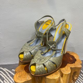 AUTH FENDI ANKLE STRAP PLATFORM
