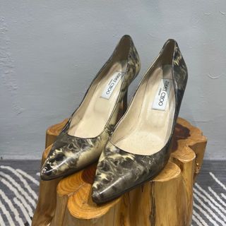 AUTH JIMMY CHOO MARBLED LEATHER STILETTO