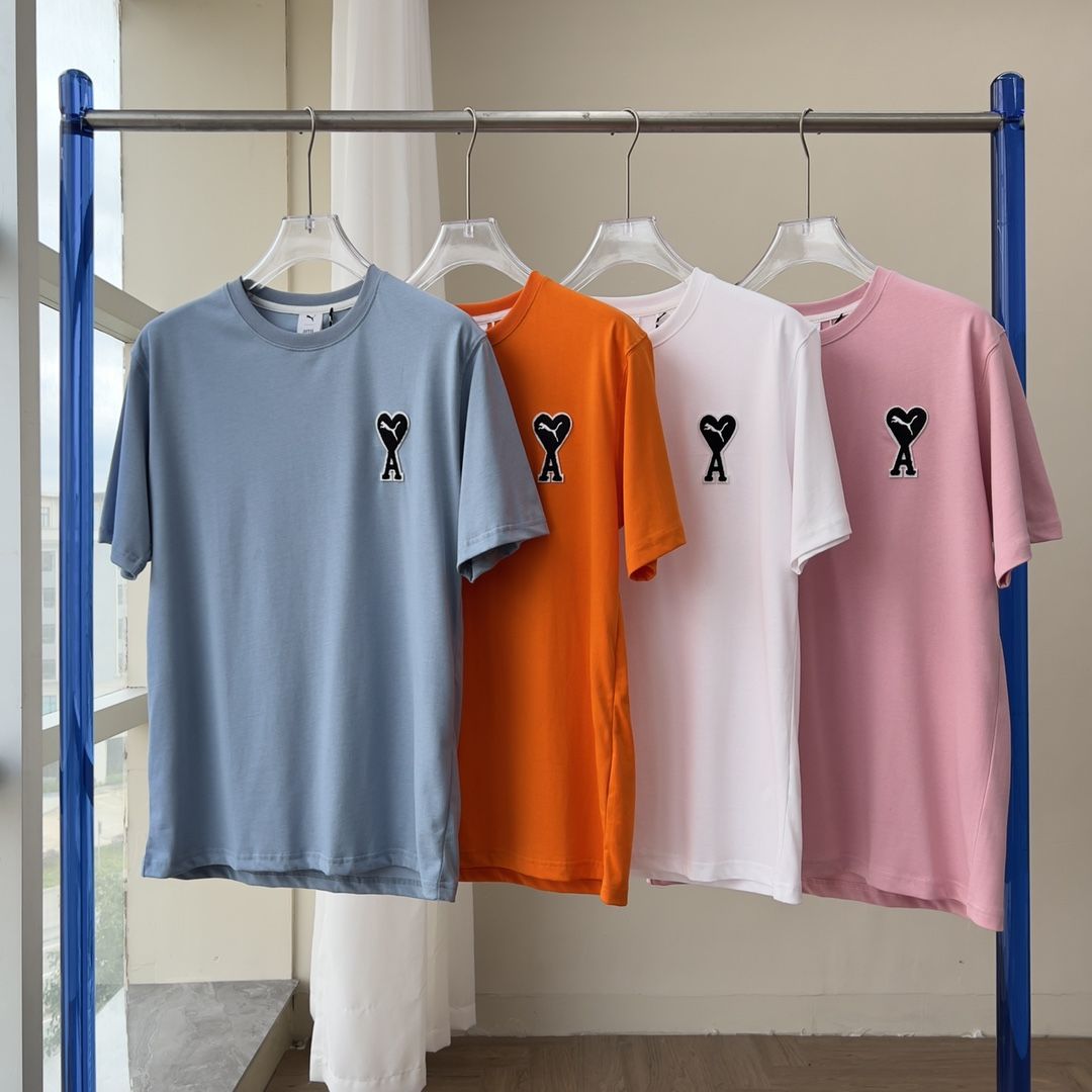 Authentic Ami Paris 2023ss New Ami X Puma Logo Patch T shirt Men