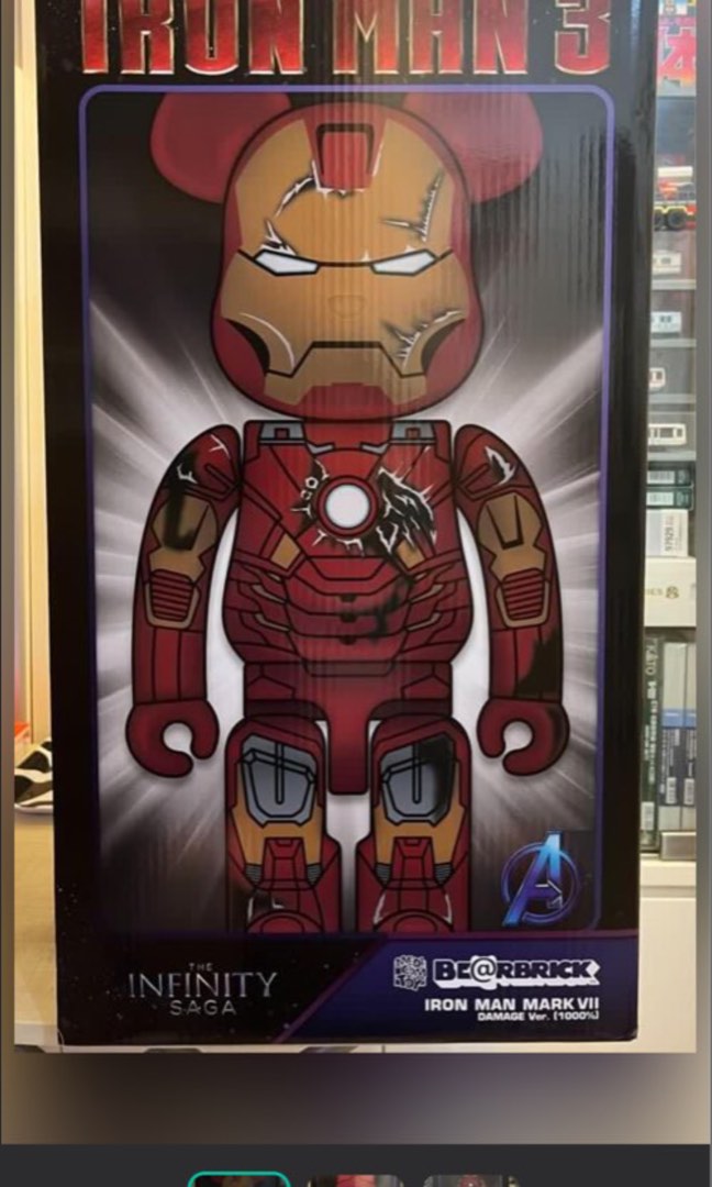 Bearbrick iron man mk7 1000% 戰損版, 興趣及遊戲, 玩具& 遊戲類