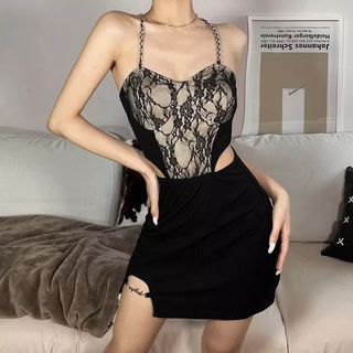 black lace dinner bodycon sexy grown dresses 7035