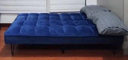 Blue tufted sofabed (queen size)