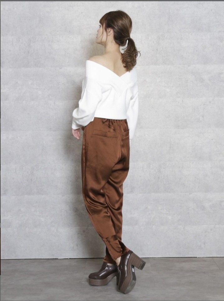 BNWT Brown Satin Straight Pants from Japanese Brand dazzlin Women s Fashion Bottoms Other Bottoms on Carousell