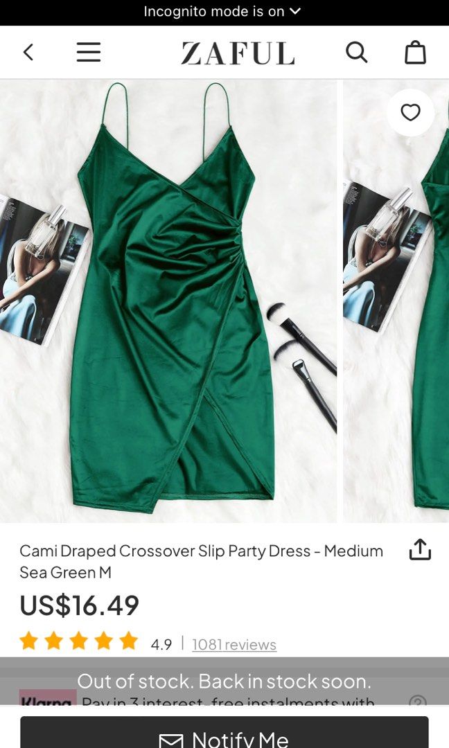 Cami draped crossover slip party hot sale dress