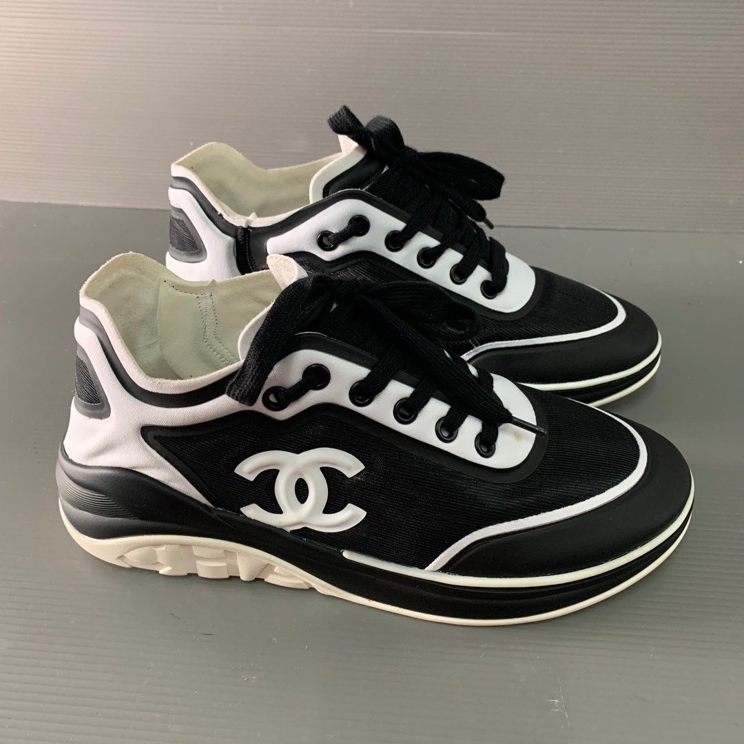 CHANEL Leather Suede CC Sport Runner Lace Up Sneakers Kicks Shoes Trainers  405  eBay