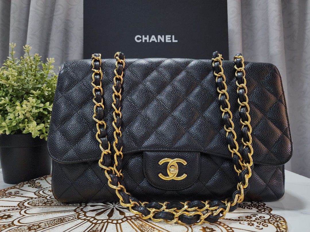Chanel Classic Flap Jumbo Caviar Black Single Flap Bag Gold Hardware GHW CF  SF mini rectangle