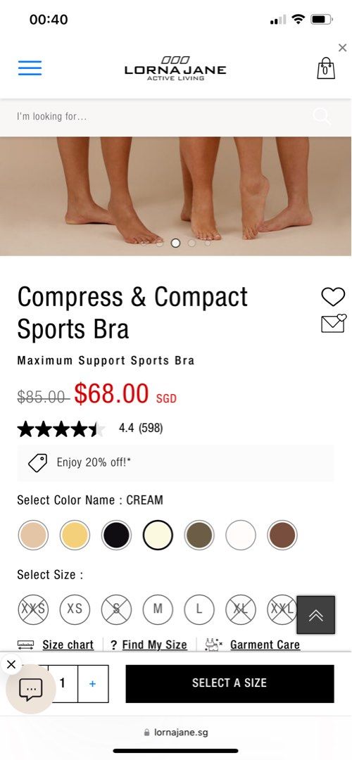 Compress & Compact Sports Bra, Cream