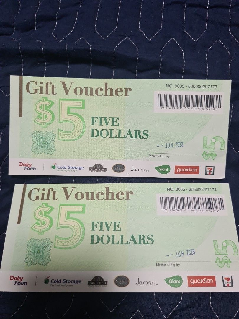 Dairy Farm Vouchers (2 x 5), Tickets & Vouchers, Store Credits on Carousell