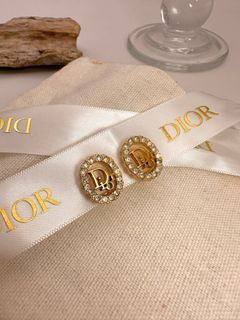 Dior vintage 日本二手 中古 復古 古董 水晶鑽夾式耳環