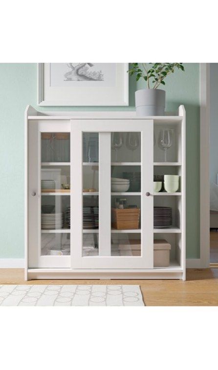 Ikea hauga glass door cabinet sale