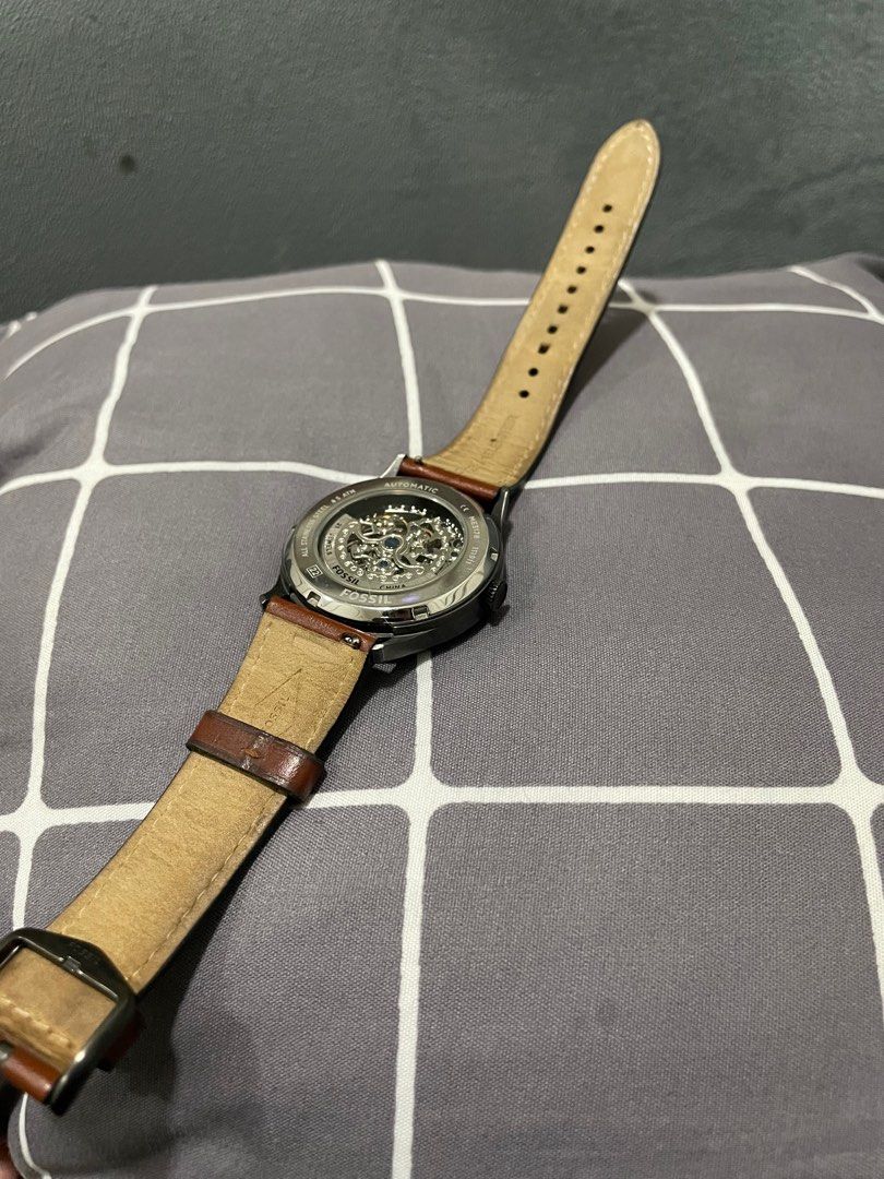 Fossil ME3178 Forrester Automatic Mens Grey Dial Brown Leather