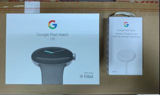 【Google】Pixel watch LTE （銀色不銹鋼錶框+石墨黑錶帶）贈無線充電盤
