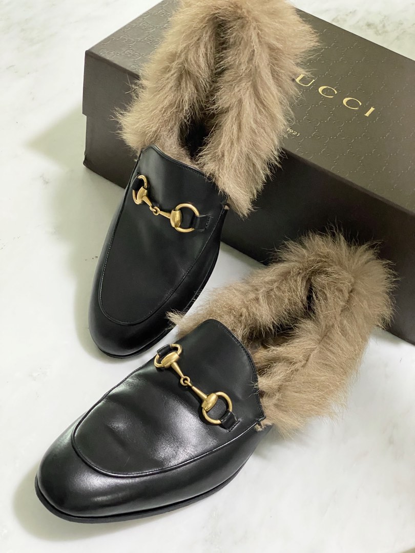 Gucci fur lined new arrivals loafers