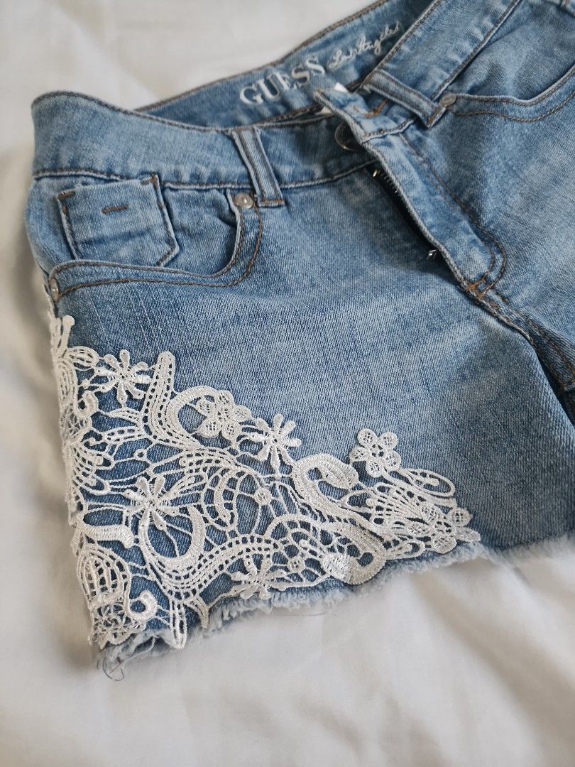 Guess Denim Embroided Shorts (Category: Shorts) located in Makati City. Submitted by hellochaa (Listing ID 1232058998, Image 2). Description: Guess Branded Shorts Embroidered Very nice Fits 25 - 26 RFS - doenst fit anymore.