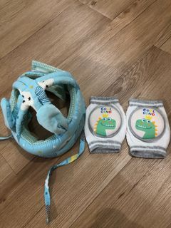 Helm bayi anti bentur + pelindung lutut