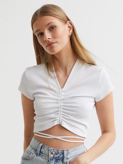 H&M White Cropped Top