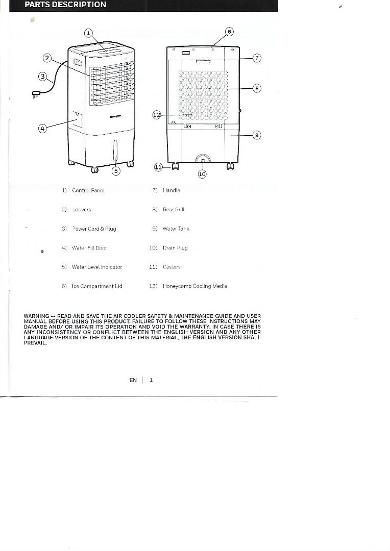 Honeywell Evaporative Air Cooler CL152, TV & Home Appliances, Air