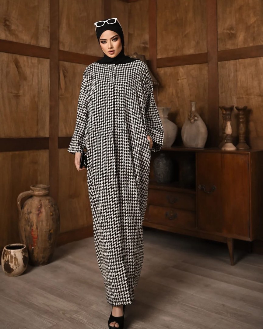 Black and online white striped abaya
