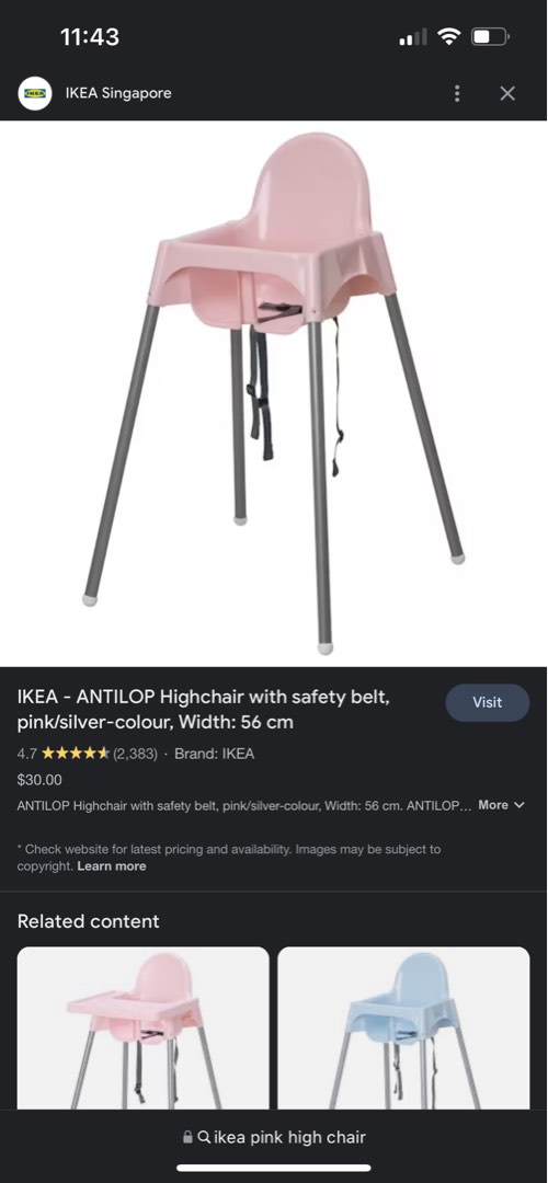 IKEA Baby High Chair w free delivery, Babies & Kids, Nursing & Feeding