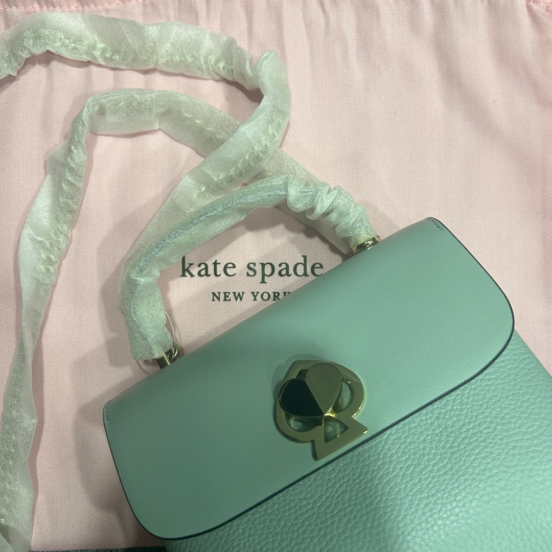 Kate Spade Nicola Twistlock Small Top Handle Bag in Natural