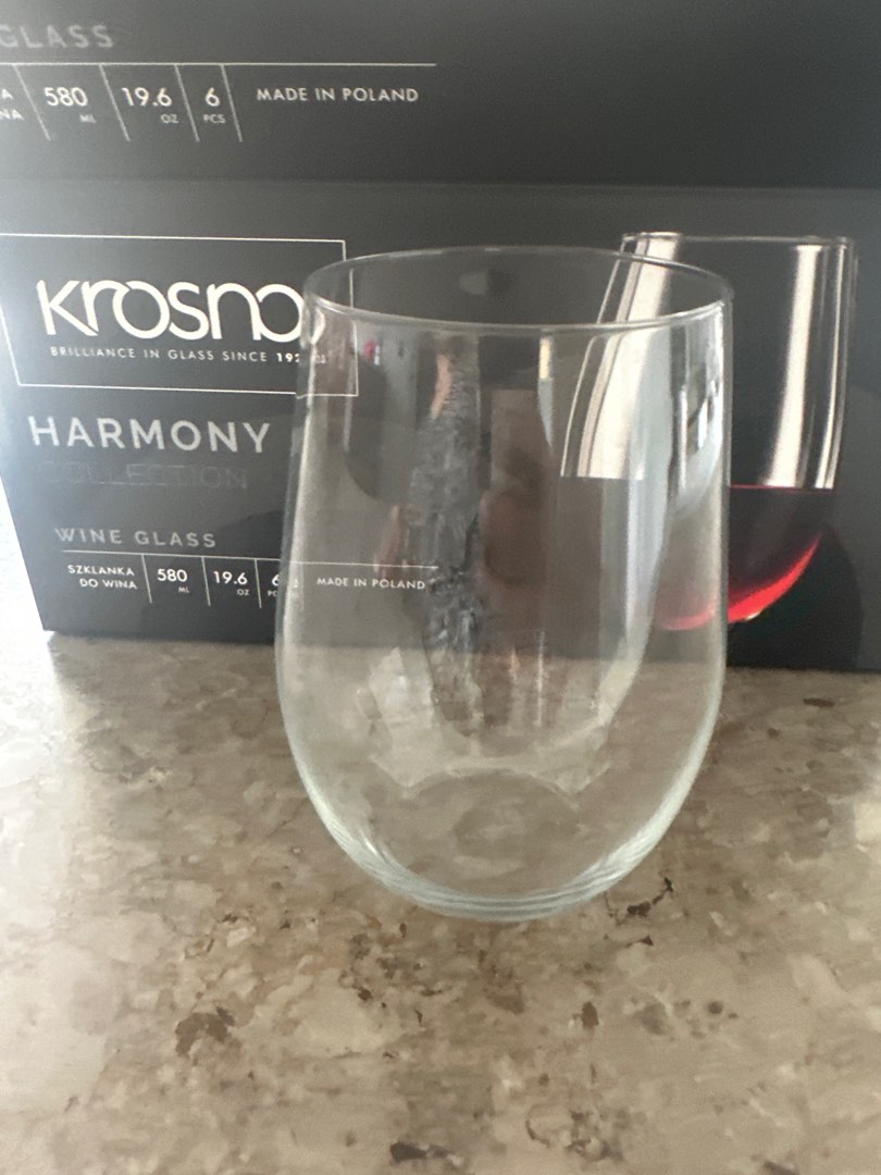 KROSNO stemless wine glasses, Furniture & Home Living, Kitchenware