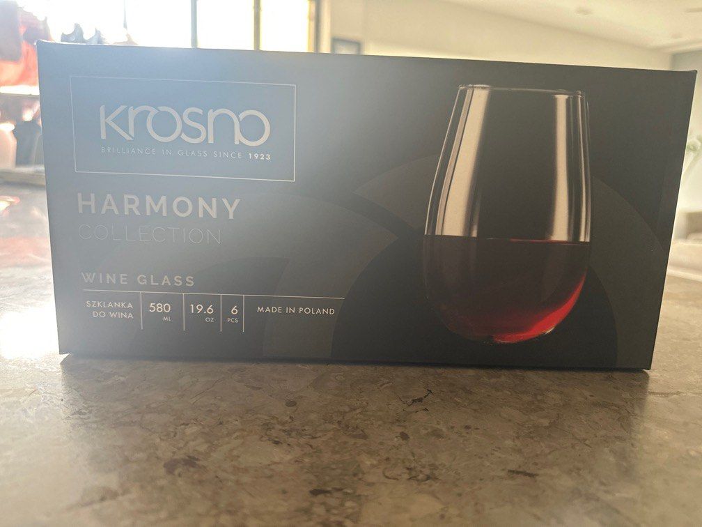 KROSNO stemless wine glasses, Furniture & Home Living, Kitchenware