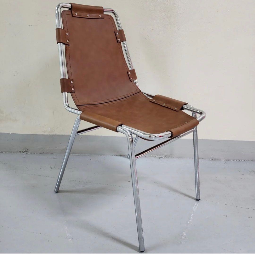 Les Arcs chair 1960 edition chrome and leather, Furniture & Home Living