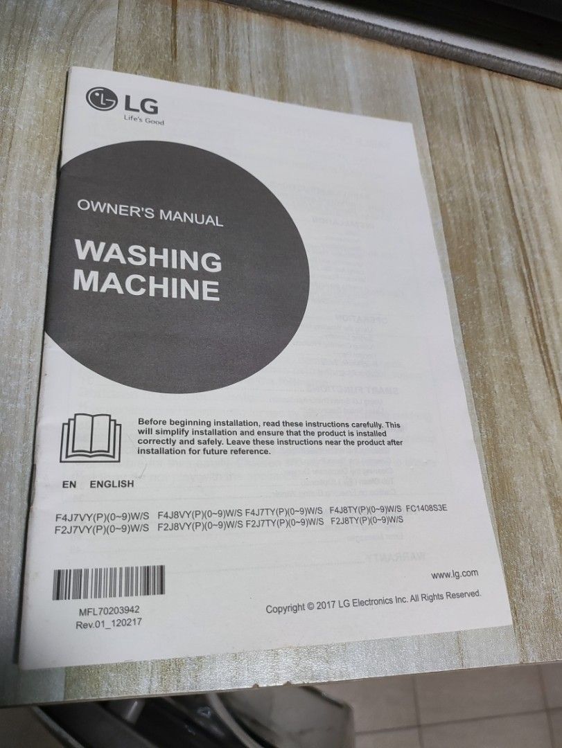 LG washing machine FC1408S3E, TV & Home Appliances, Washing Machines
