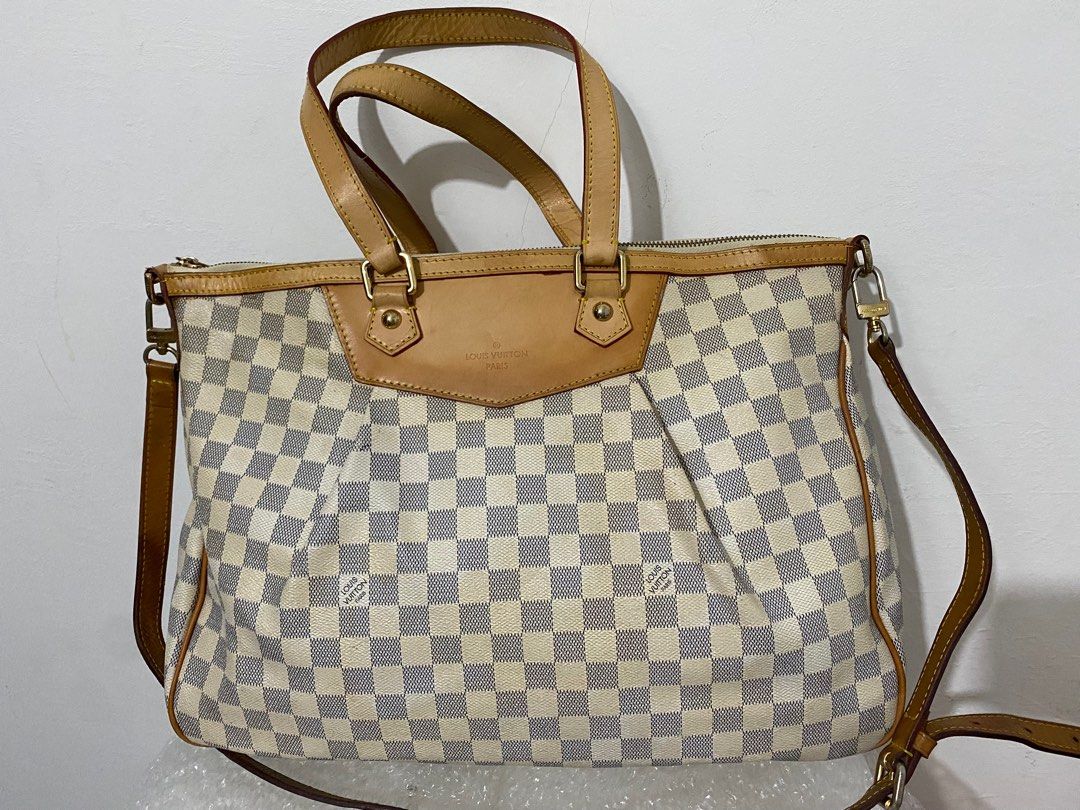 LOUIS VUITTON Damier Azur Canvas Siracusa MM, Luxury, Bags & Wallets on  Carousell